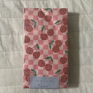 Hello Happy 40 Guest Paper Towel Napkins Pink Retro Plaid Disco Cherry Print